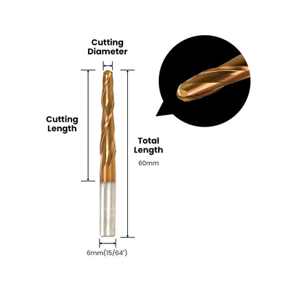 Two Flute Ball Nose Engraving Bit - 6mm (15/64″) Shank